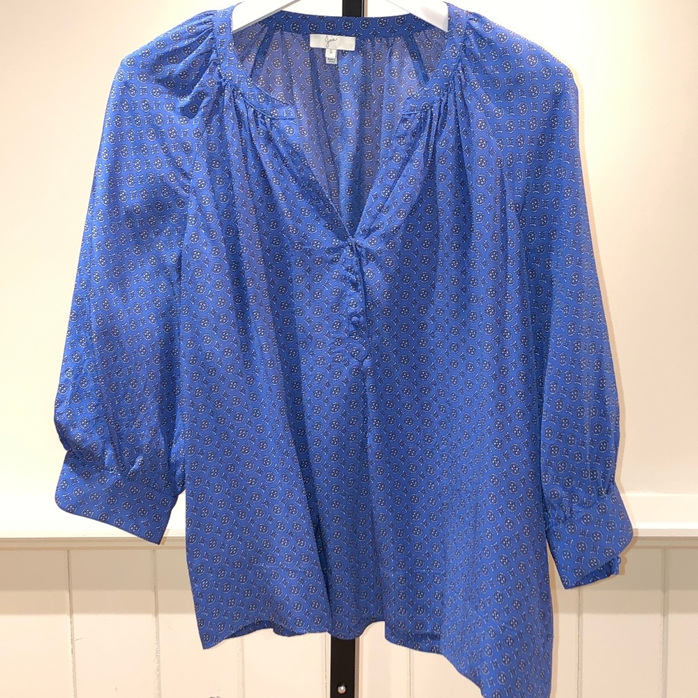 Silk Blue Printed Joie Top